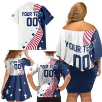 Custom USA Summer Sport 2024 Family Matching Off Shoulder Short Dress and Hawaiian Shirt Flag Of The United States - Wonder Print Shop