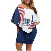 Custom USA Summer Sport 2024 Family Matching Off Shoulder Short Dress and Hawaiian Shirt Flag Of The United States - Wonder Print Shop