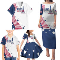 Custom USA Summer Sport 2024 Family Matching Puletasi and Hawaiian Shirt Flag Of The United States - Wonder Print Shop