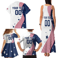 Custom USA Summer Sport 2024 Family Matching Tank Maxi Dress and Hawaiian Shirt Flag Of The United States - Wonder Print Shop