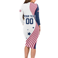 Custom USA Summer Sport 2024 Long Sleeve Bodycon Dress Flag Of The United States - Wonder Print Shop