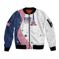 Custom USA Summer Sport 2024 Sleeve Zip Bomber Jacket Flag Of The United States - Wonder Print Shop