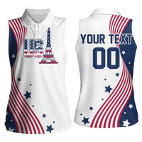 Custom USA Summer Sport 2024 Women Sleeveless Polo Shirt Flag Of The United States - Wonder Print Shop
