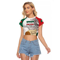 Custom Mexico Independence Day Raglan Cropped T Shirt El Grito De Independencia - Wonder Print Shop