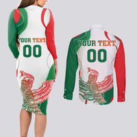 Custom Mexico Independence Day Couples Matching Long Sleeve Bodycon Dress and Long Sleeve Button Shirt Monumento A La Independencia - Wonder Print Shop