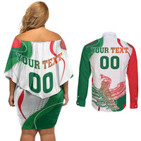 Custom Mexico Independence Day Couples Matching Off Shoulder Short Dress and Long Sleeve Button Shirt Monumento A La Independencia - Wonder Print Shop