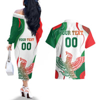 Custom Mexico Independence Day Couples Matching Off The Shoulder Long Sleeve Dress and Hawaiian Shirt Monumento A La Independencia - Wonder Print Shop