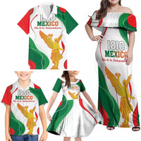 Custom Mexico Independence Day Family Matching Off Shoulder Maxi Dress and Hawaiian Shirt Monumento A La Independencia - Wonder Print Shop