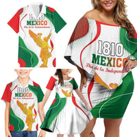 Custom Mexico Independence Day Family Matching Off Shoulder Short Dress and Hawaiian Shirt Monumento A La Independencia - Wonder Print Shop
