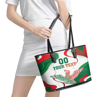 Custom Mexico Independence Day Leather Tote Bag Monumento A La Independencia - Wonder Print Shop