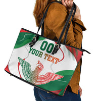 Custom Mexico Independence Day Leather Tote Bag Monumento A La Independencia - Wonder Print Shop