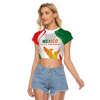 Custom Mexico Independence Day Raglan Cropped T Shirt Monumento A La Independencia - Wonder Print Shop