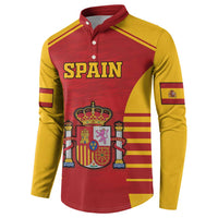 Custom Spain Coat Of Arms Button Sweatshirt Sport Style - Wonder Print Shop