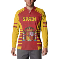 Custom Spain Coat Of Arms Button Sweatshirt Sport Style - Wonder Print Shop