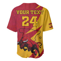 Custom Spain Aggressive Fighting Bull Baseball Jersey With Carnation Flowers - Wonder Print Shop