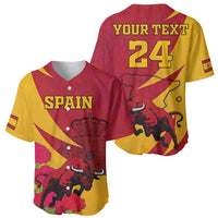 Custom Spain Aggressive Fighting Bull Baseball Jersey With Carnation Flowers - Wonder Print Shop