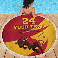 Custom Spain Aggressive Fighting Bull Beach Blanket With Carnation Flowers - Wonder Print Shop