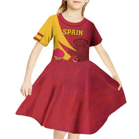 Custom Spain Aggressive Fighting Bull Kid Short Sleeve Dress With Carnation Flowers - Wonder Print Shop