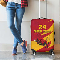 Custom Spain Aggressive Fighting Bull Luggage Cover With Carnation Flowers - Wonder Print Shop