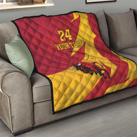 Custom Spain Aggressive Fighting Bull Quilt With Carnation Flowers - Wonder Print Shop