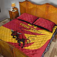 Custom Spain Aggressive Fighting Bull Quilt Bed Set With Carnation Flowers - Wonder Print Shop