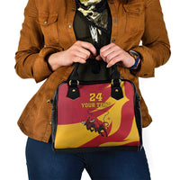 Custom Spain Aggressive Fighting Bull Shoulder Handbag With Carnation Flowers