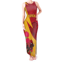 Custom Spain Aggressive Fighting Bull Tank Maxi Dress With Carnation Flowers - Wonder Print Shop