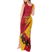 Custom Spain Aggressive Fighting Bull Tank Maxi Dress With Carnation Flowers - Wonder Print Shop