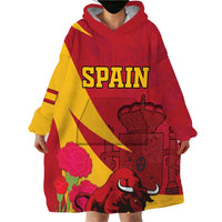 Custom Spain Aggressive Fighting Bull Wearable Blanket Hoodie With Carnation Flowers - Wonder Print Shop