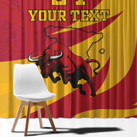 Custom Spain Aggressive Fighting Bull Window Curtain With Carnation Flowers - Wonder Print Shop