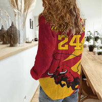 Custom Spain Aggressive Fighting Bull Women Casual Shirt With Carnation Flowers - Wonder Print Shop