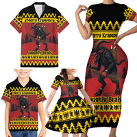Merry Krampus Germany Family Matching Short Sleeve Bodycon Dress and Hawaiian Shirt Frohe Weihnachten - Wonder Print Shop