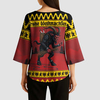 Merry Krampus Germany Kimono Sleeve Blouse Frohe Weihnachten - Wonder Print Shop