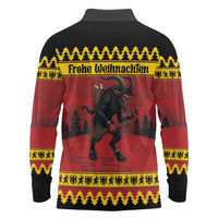 Merry Krampus Germany Long Sleeve Polo Shirt Frohe Weihnachten - Wonder Print Shop