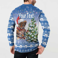 Personalized Nicaragua Christmas Button Sweatshirt Panthera Onca Cute With Christmas Tree - Wonder Print Shop