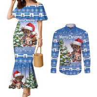 Personalized Nicaragua Christmas Couples Matching Mermaid Dress and Long Sleeve Button Shirt Panthera Onca Cute With Christmas Tree