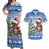 Personalized Nicaragua Christmas Couples Matching Off Shoulder Maxi Dress and Hawaiian Shirt Panthera Onca Cute With Christmas Tree - Wonder Print Shop