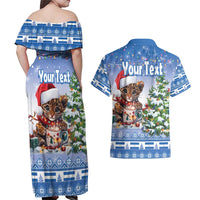 Personalized Nicaragua Christmas Couples Matching Off Shoulder Maxi Dress and Hawaiian Shirt Panthera Onca Cute With Christmas Tree - Wonder Print Shop