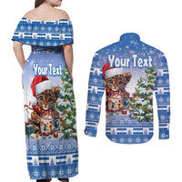 Personalized Nicaragua Christmas Couples Matching Off Shoulder Maxi Dress and Long Sleeve Button Shirt Panthera Onca Cute With Christmas Tree - Wonder Print Shop