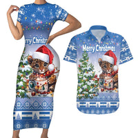 Personalized Nicaragua Christmas Couples Matching Short Sleeve Bodycon Dress and Hawaiian Shirt Panthera Onca Cute With Christmas Tree - Wonder Print Shop