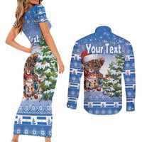 Personalized Nicaragua Christmas Couples Matching Short Sleeve Bodycon Dress and Long Sleeve Button Shirt Panthera Onca Cute With Christmas Tree - Wonder Print Shop