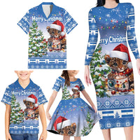 Personalized Nicaragua Christmas Family Matching Long Sleeve Bodycon Dress and Hawaiian Shirt Panthera Onca Cute With Christmas Tree - Wonder Print Shop