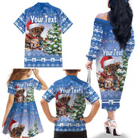 Personalized Nicaragua Christmas Family Matching Off The Shoulder Long Sleeve Dress and Hawaiian Shirt Panthera Onca Cute With Christmas Tree - Wonder Print Shop