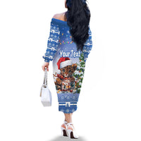 Personalized Nicaragua Christmas Family Matching Off The Shoulder Long Sleeve Dress and Hawaiian Shirt Panthera Onca Cute With Christmas Tree - Wonder Print Shop