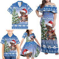 Personalized Nicaragua Christmas Family Matching Off Shoulder Maxi Dress and Hawaiian Shirt Panthera Onca Cute With Christmas Tree - Wonder Print Shop