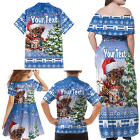 Personalized Nicaragua Christmas Family Matching Off Shoulder Maxi Dress and Hawaiian Shirt Panthera Onca Cute With Christmas Tree - Wonder Print Shop