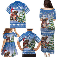 Personalized Nicaragua Christmas Family Matching Puletasi and Hawaiian Shirt Panthera Onca Cute With Christmas Tree - Wonder Print Shop