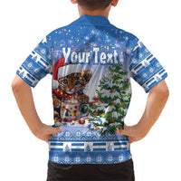 Personalized Nicaragua Christmas Family Matching Short Sleeve Bodycon Dress and Hawaiian Shirt Panthera Onca Cute With Christmas Tree - Wonder Print Shop
