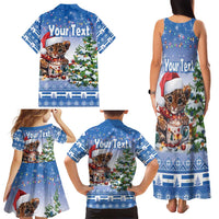 Personalized Nicaragua Christmas Family Matching Tank Maxi Dress and Hawaiian Shirt Panthera Onca Cute With Christmas Tree - Wonder Print Shop