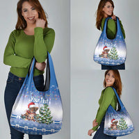 Personalized Nicaragua Christmas Grocery Bag Panthera Onca Cute With Christmas Tree